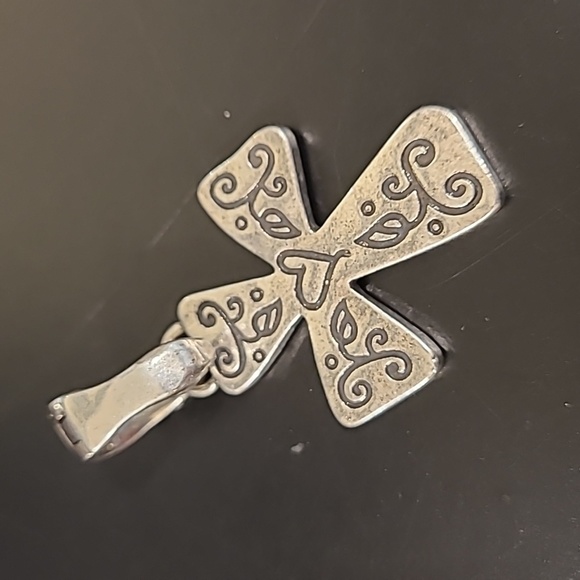 Silver Tone Heart Cross Pendant - Picture 2 of 4